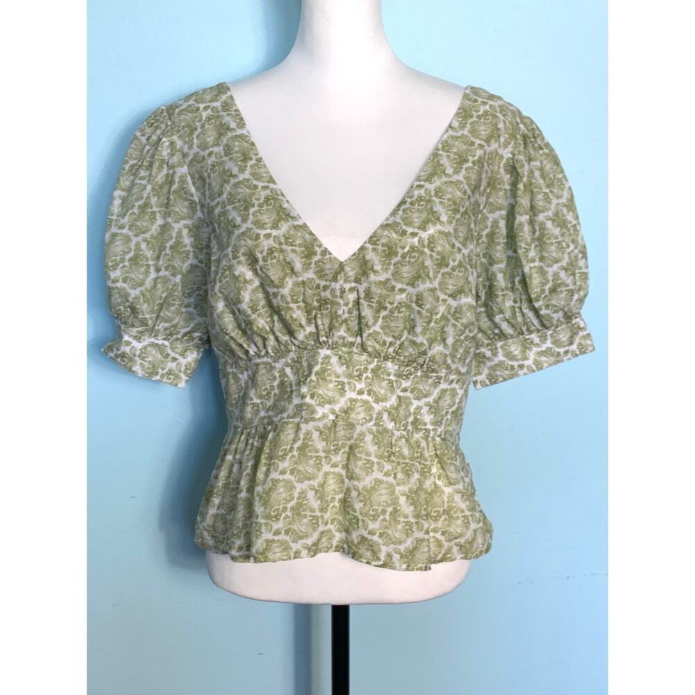 J. Crew V-neck Puff-Sleeve Top in Ornate Paisley Size 10 - Picture 7 of 9